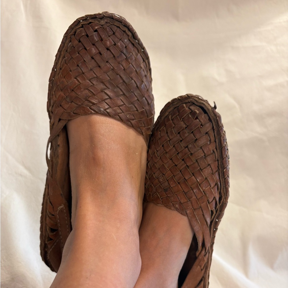 Mohinders Brown Woven Leather Flats Women